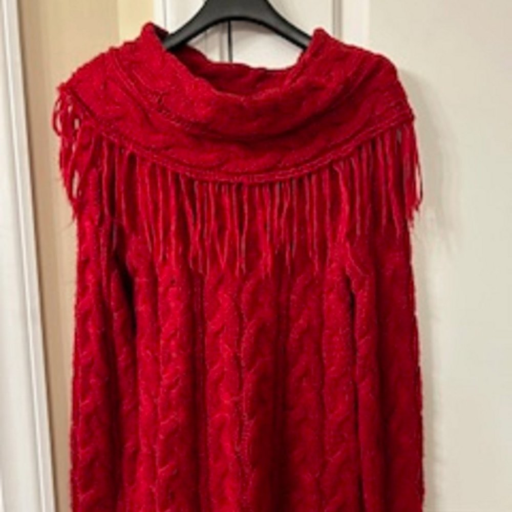 Women's Sweater Long Sleeve Red Brand: Versona Size: Extra Small